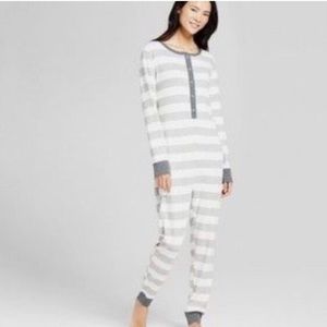 Wondershop Gray White Striped Rugby Union Suit Onesie Pajamas size Medium